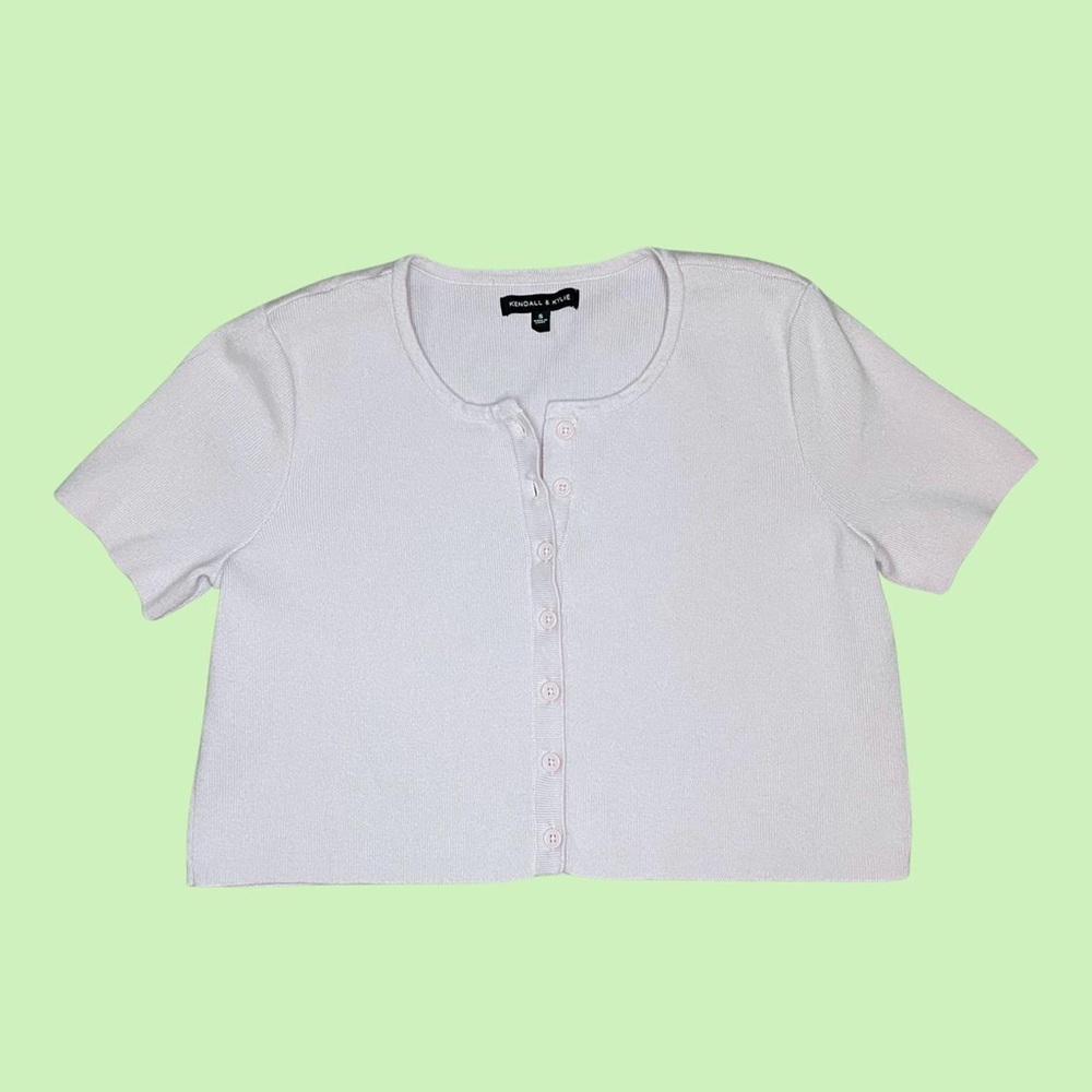 Pacsun Kendall and Kylie collection baby pink button up crop top